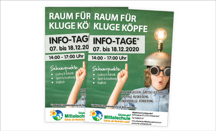 Plakat und Flyer Info-Tage Mittelschule Schattendorf