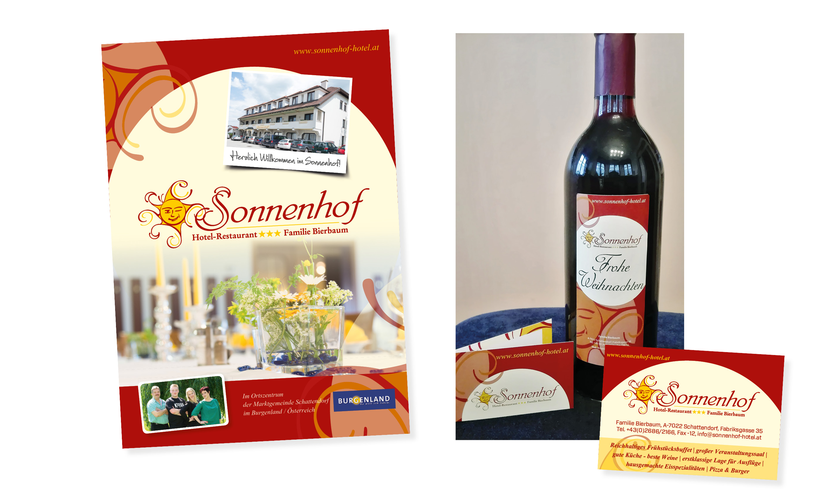 Drucksorten und Werbemittel für das Hotel-Restaurant Sonnenhof